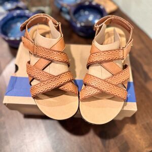 Clarks Collection Laurieann Rena Tan Combi Leather Sandals Women’s 8.5 W NIB